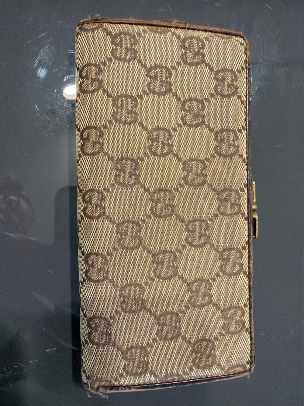 Gucci GG Vintage Monogran Canvas Women Signature Long Wallet